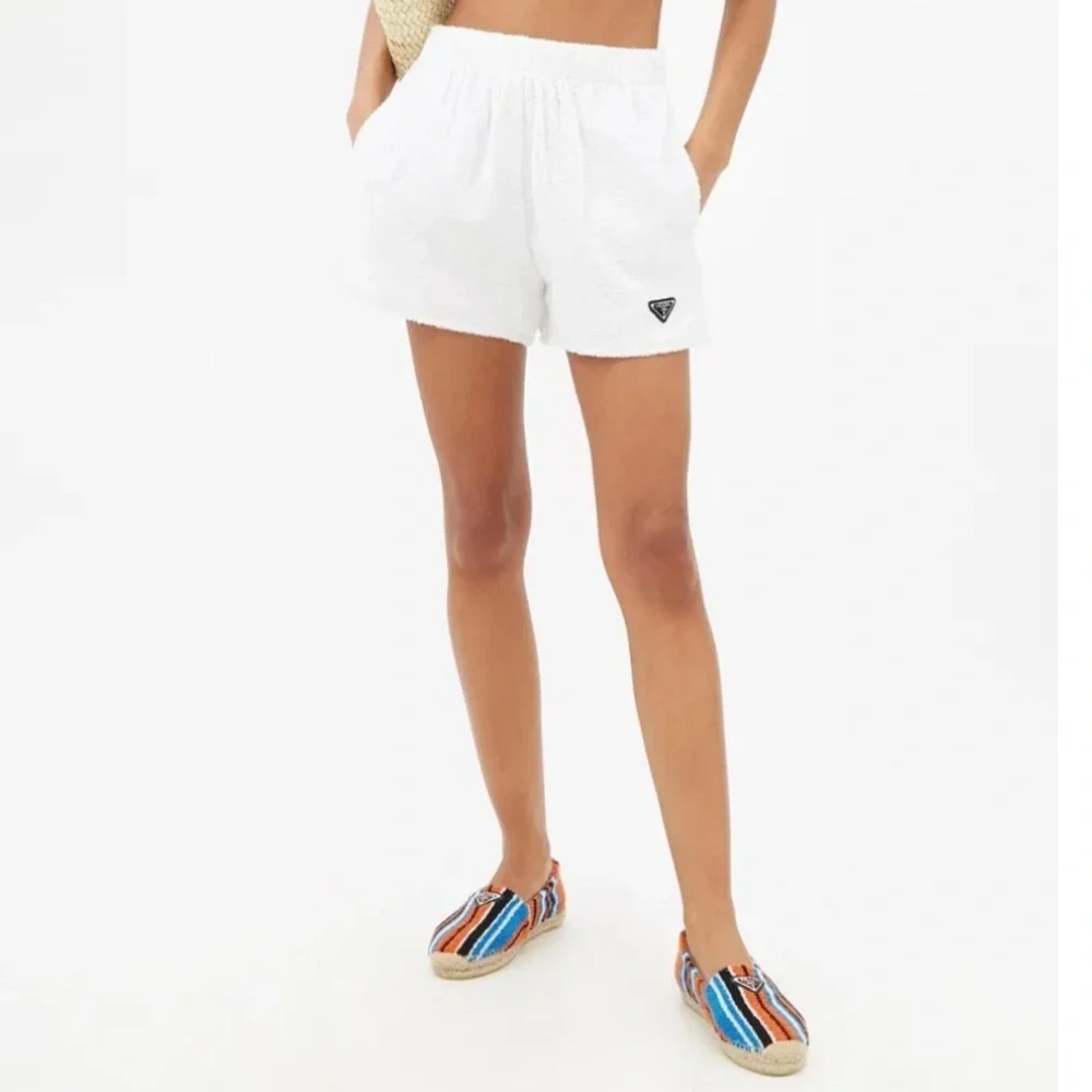 Prada Triangle Logo Striped-Terry Espadrilles